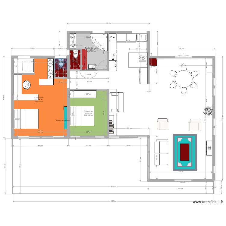 54 Agrandissement V3. Plan de 5 pièces et 47 m2