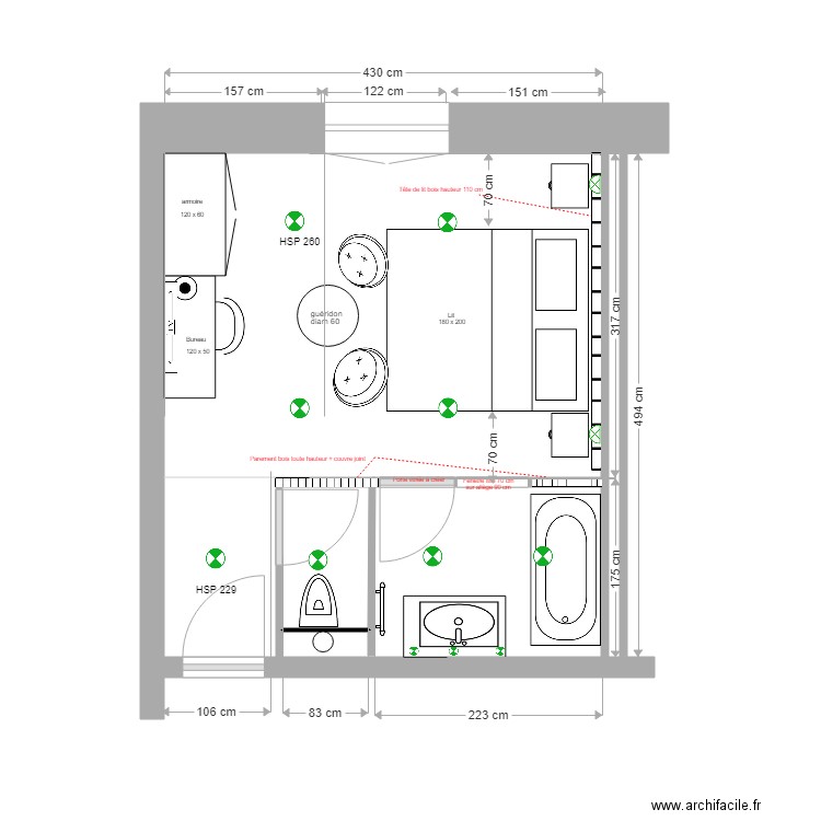 R1     CHAMBRE 19  . Plan de 0 pièce et 0 m2