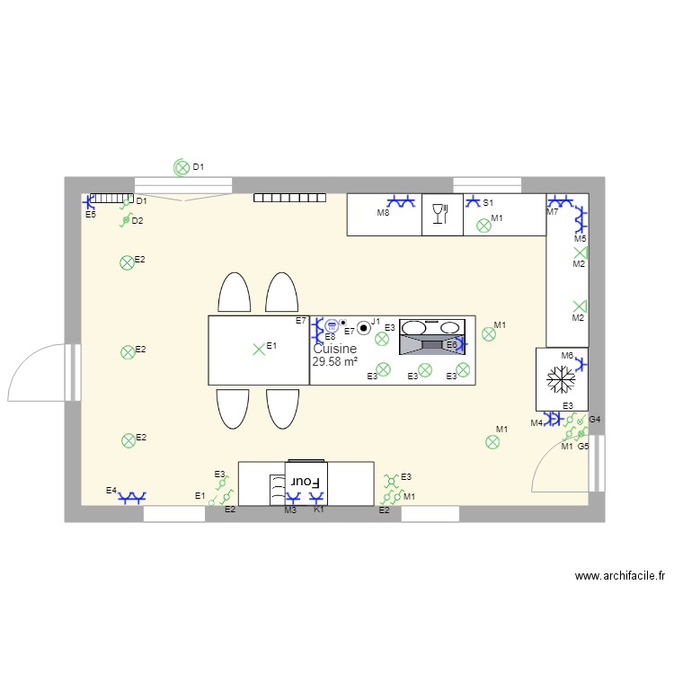 Cuisine électricité. Plan de 0 pièce et 0 m2