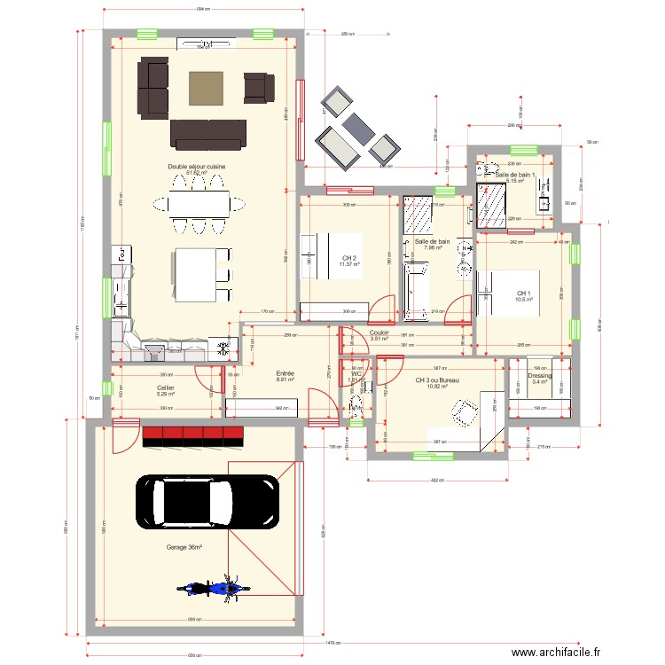 Plan Perso II 130 m2 Bis. Plan de 0 pièce et 0 m2