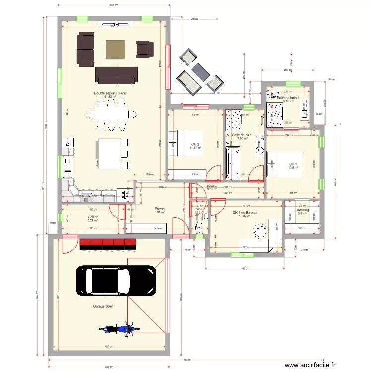 Plan Perso II 130 m2 Bis. Plan de 