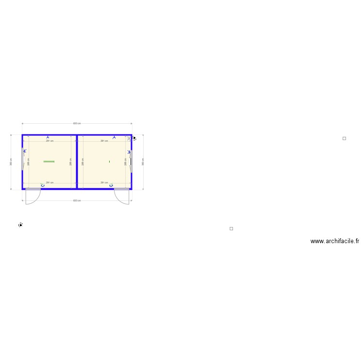 Polychapbeton. Plan de 2 pièces et 17 m2