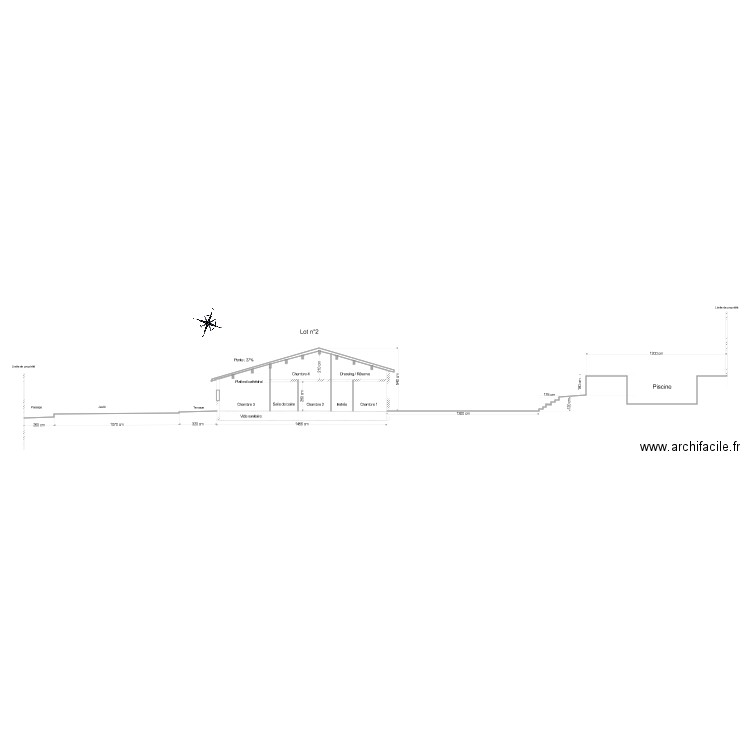 Plan de coupe projet. Plan de 0 pièce et 0 m2