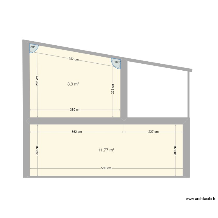 Projet maison Mangily étage 18 mai 2023. Plan de 2 pièces et 21 m2