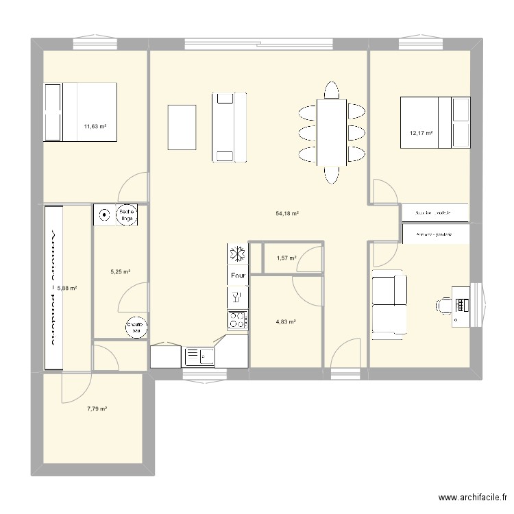 Maison Rognes. Plan de 8 pièces et 103 m2