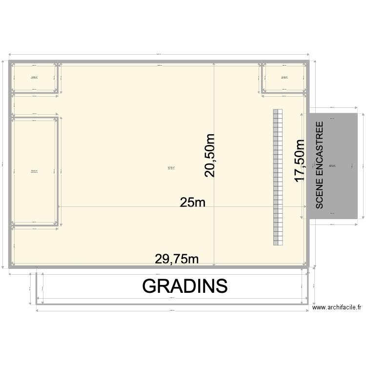 Maison des jeunes (vide). Plan de 5 pièces et 651 m2