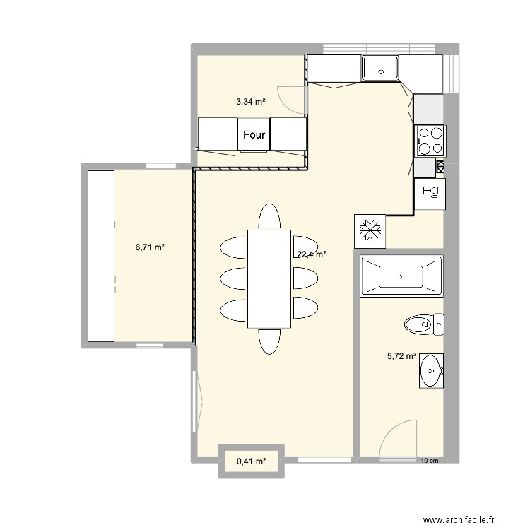 Plan DOBBI cuisine 2. Plan de 5 pièces et 39 m2