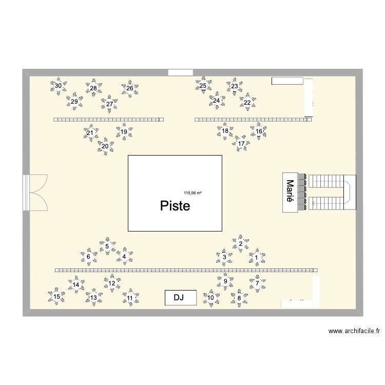 Palacio. Plan de 5 pièces et 120 m2