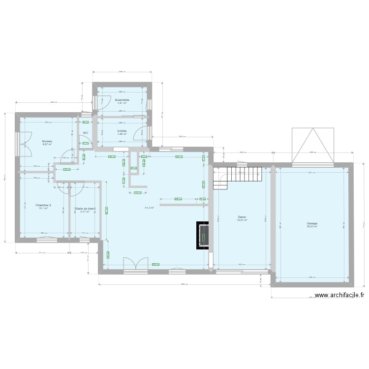 Maison Extension + étage + meuble OK. Plan de 12 pièces et 152 m2