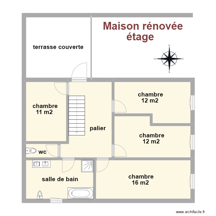 maison rénovée étage Vignaux MA. Plan de 7 pièces et 79 m2