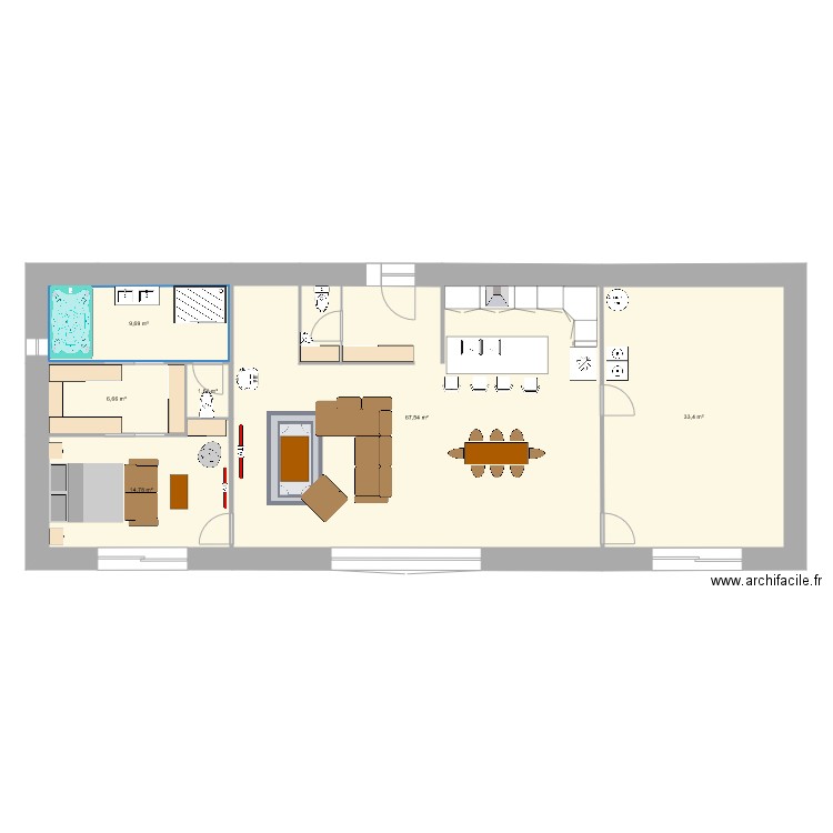 Grange new. Plan de 17 pièces et 268 m2