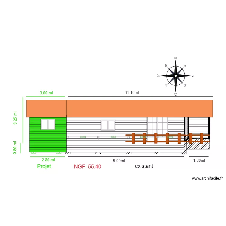 Facade OUEST  1. Plan de 