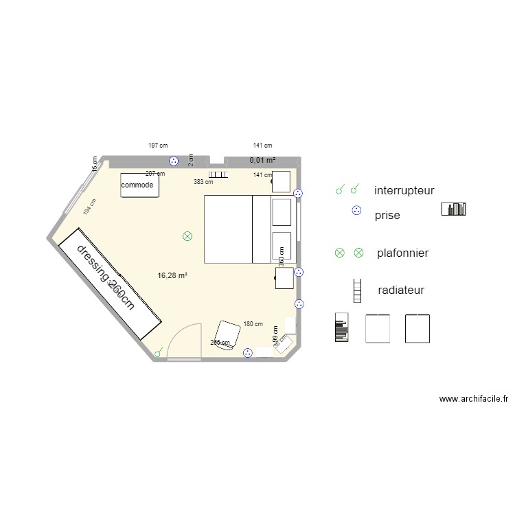 chambrenicole5. Plan de 2 pièces et 16 m2