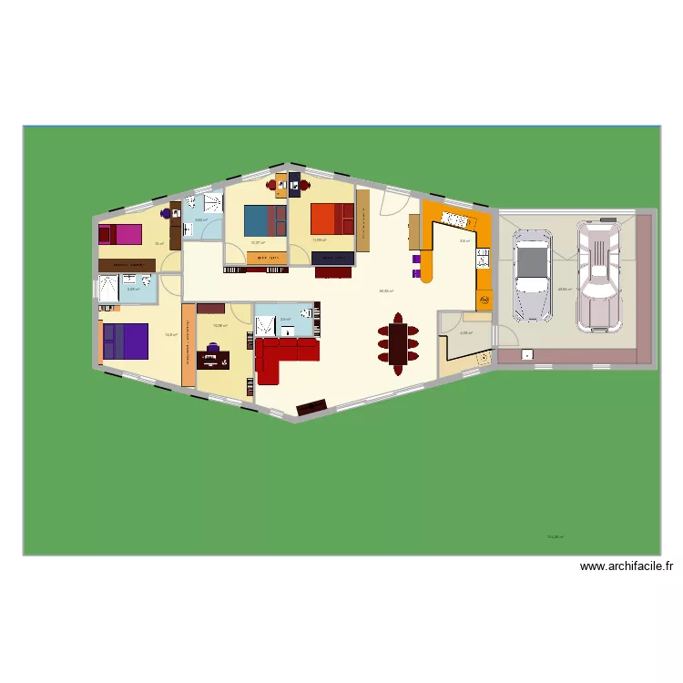 fish 148 m2 avec garage. Plan de 