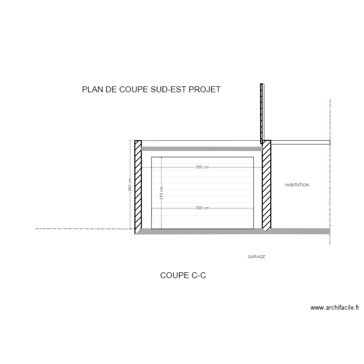 Plan de coupe sud-est / Projet 2. Plan de 0 pièce et 0 m2