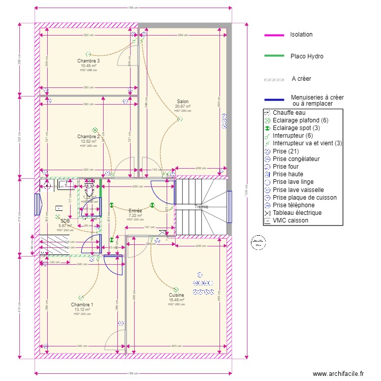 TOUILLIEZ 1er ETAGE. Plan de 9 pièces et 94 m2