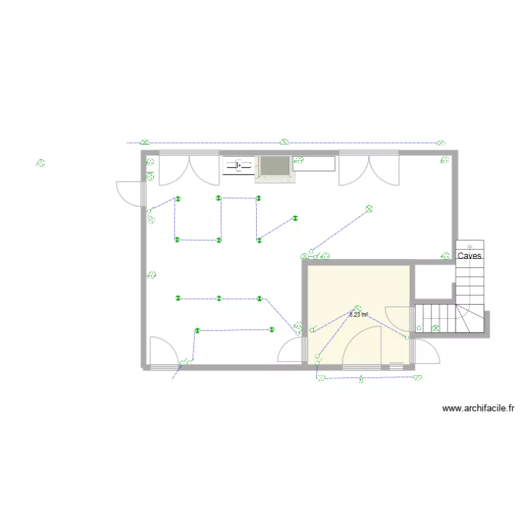 Salon Living  Entr&eacute;e. Plan de 