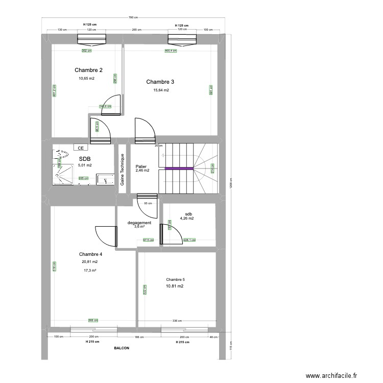 LOT B INDIVIDUELLE 2eme ETAGE 14 11 2021. Plan de 11 pièces et 77 m2