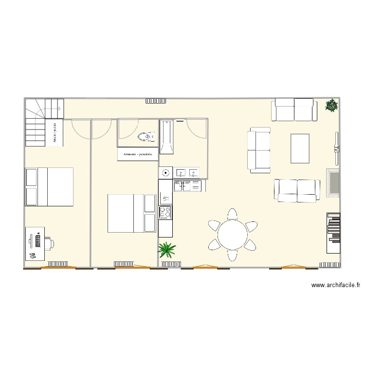 Plan APPARTEMENT 72m2 (étage maison) . Plan de 1 pièce et 90 m2