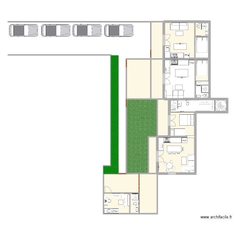 LCT 2. Plan de 14 pièces et 127 m2