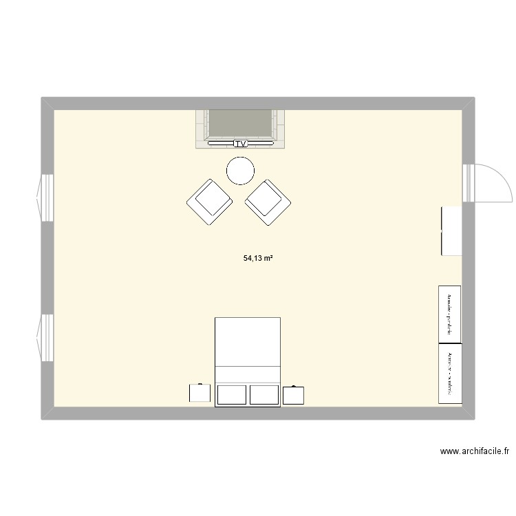 chambre flo. Plan de 1 pièce et 54 m2