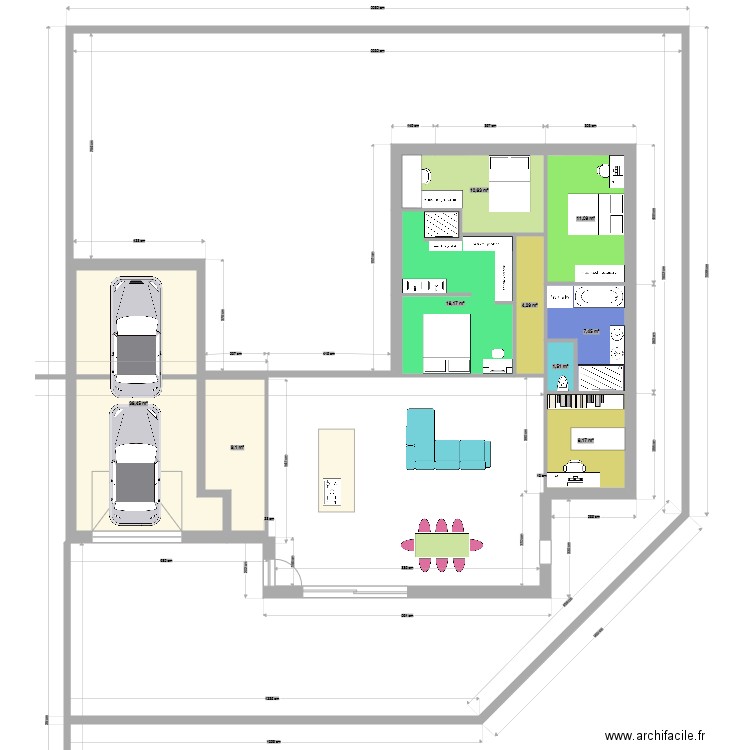 Maison 3. Plan de 9 pièces et 107 m2
