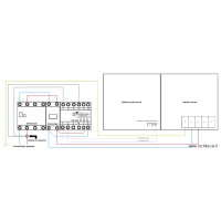 Schéma de câblage de la borne Hager Witty monophasée XEV101 et du module de gestion de puissance XEV304