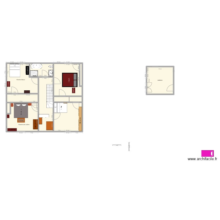 sous sol. Plan de 12 pièces et 135 m2