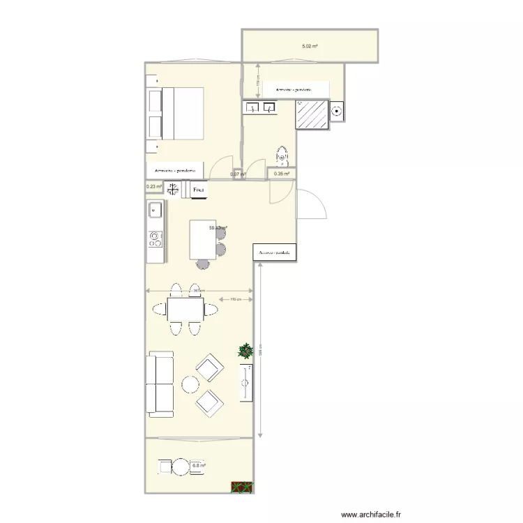 Appartement ren&eacute;e V3. Plan de 