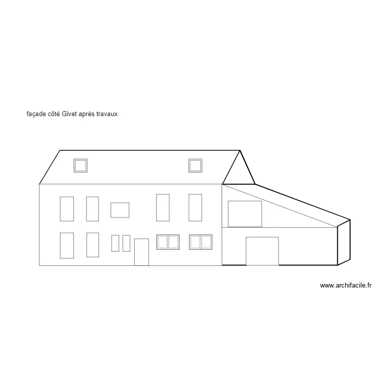 facade Givet apr&egrave;s travaux. Plan de 