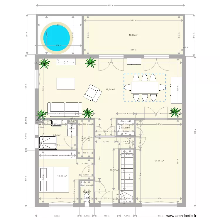 Maison Auchel Mike RDC. Plan de 