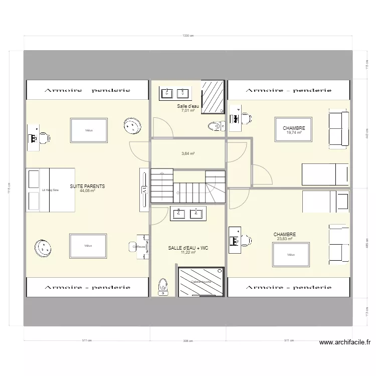 GRUSELLE COMBLES 3 CH. Plan de GRUSELLE COMBLES 3 CH. Plan de