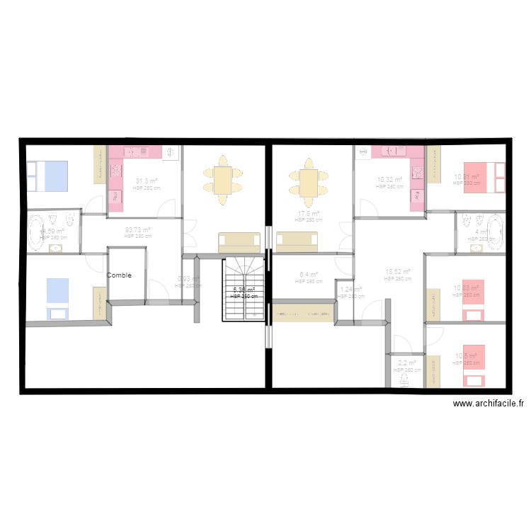 étage HLM  avec sorties secours. Plan de 0 pièce et 0 m2