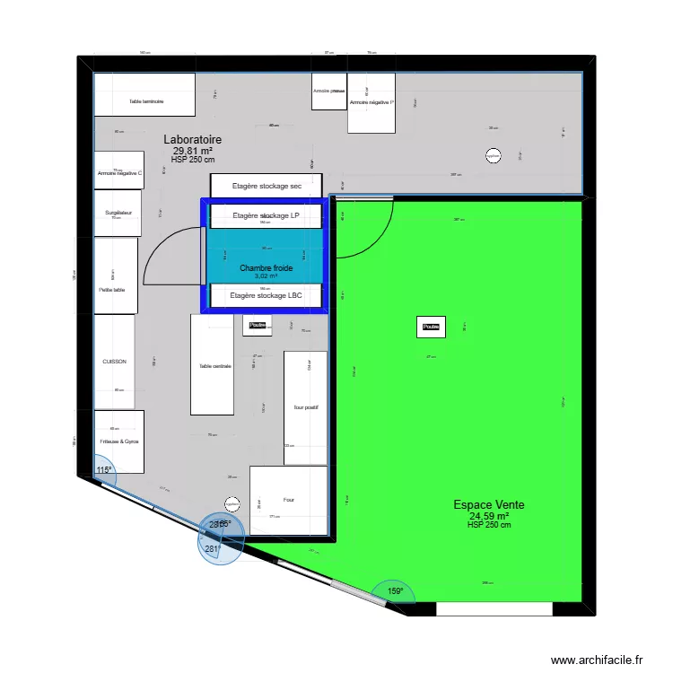 Laboratoire fabrication. Plan de 