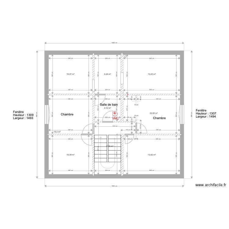 plan maison étage cote menuiserie. Plan de 0 pièce et 0 m2