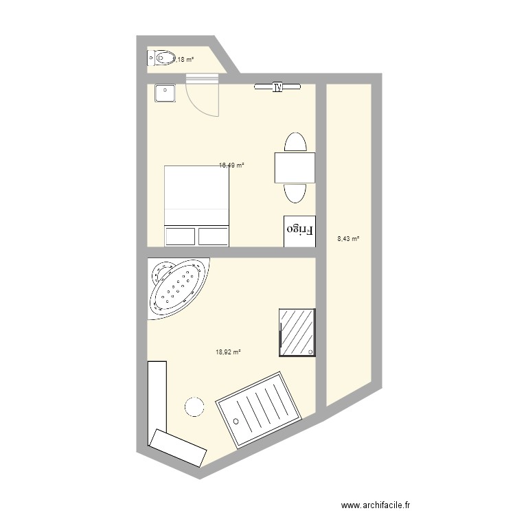 SPA AIRBNB. Plan de 4 pièces et 45 m2