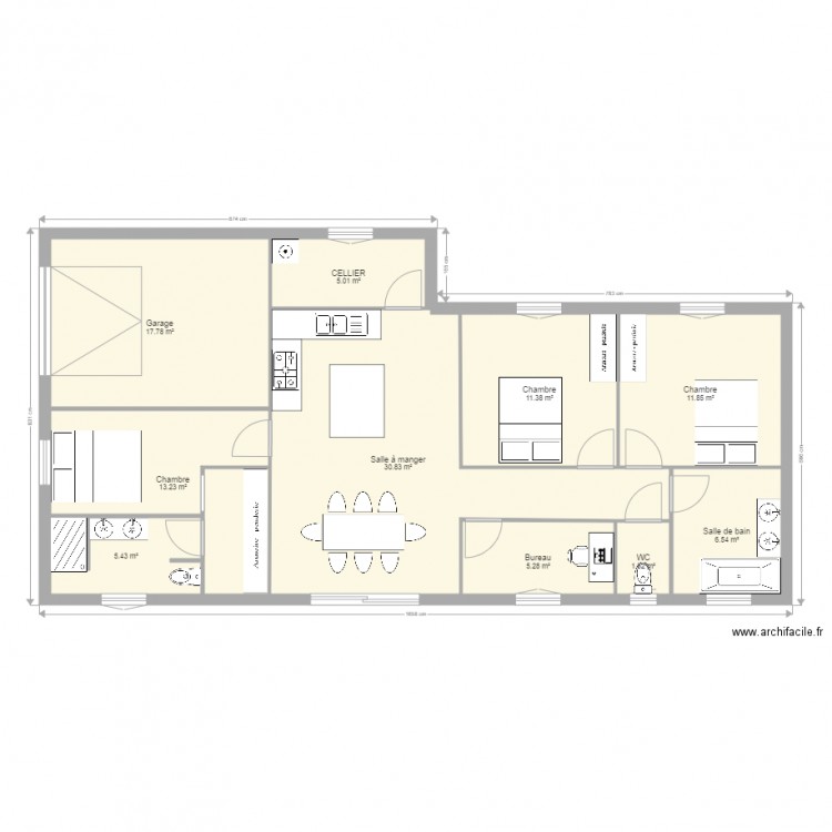 MAISON EN L. Plan de 0 pièce et 0 m2