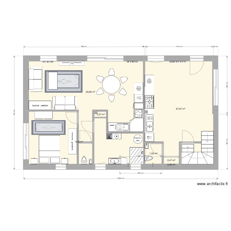 La Scarpe RDC Projet 3. Plan de 7 pièces et 80 m2