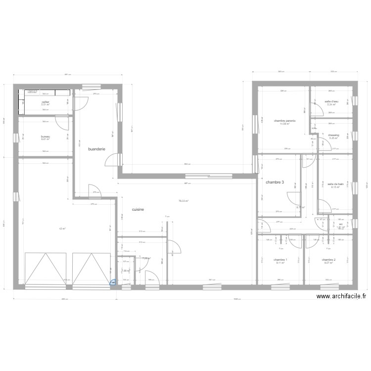 plan garages. Plan de 14 pièces et 206 m2