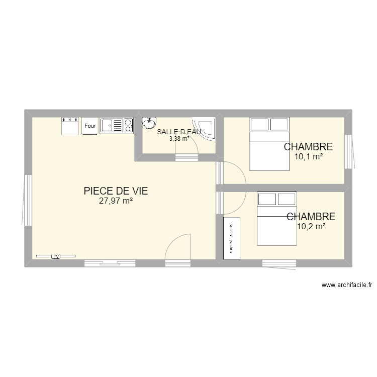 maison maman 2. Plan de 4 pièces et 52 m2