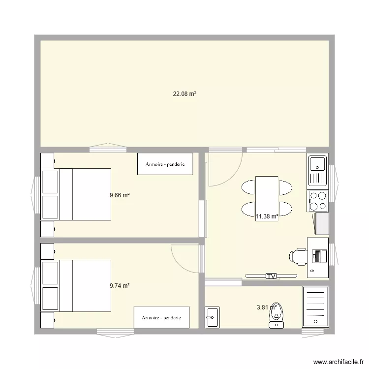 plan pour 40m2 numero acces handicap&eacute;s. Plan de 
