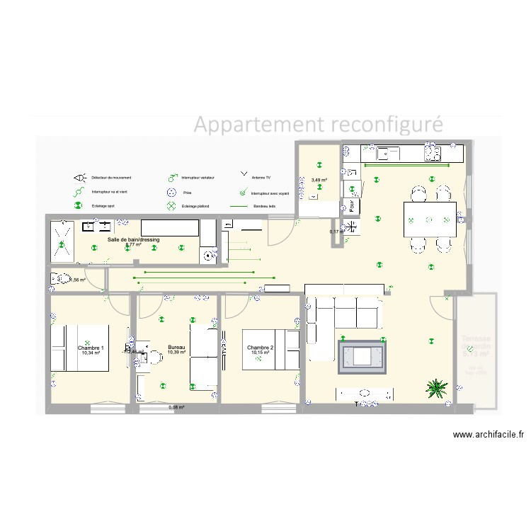 Notre appartement Elec. Plan de 9 pièces et 45 m2