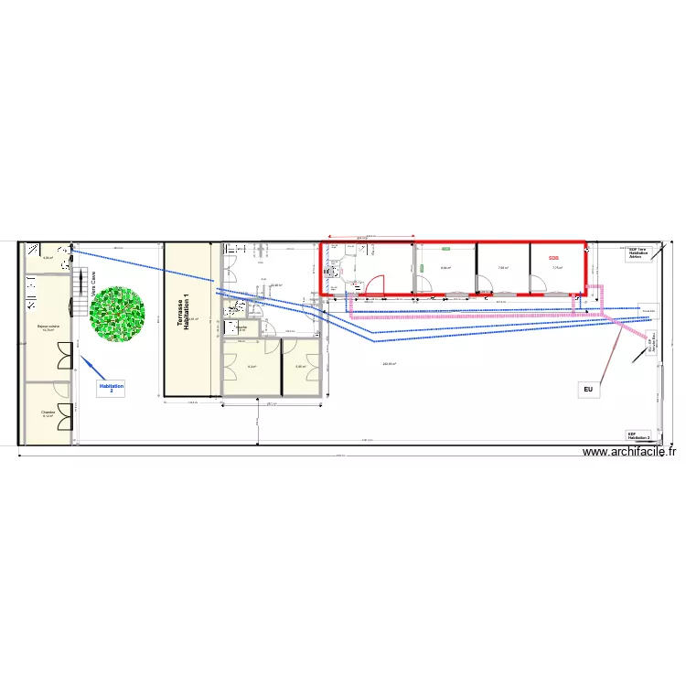 MASSE JULES FERRY 06 2021  projet 3 logements. Plan de 