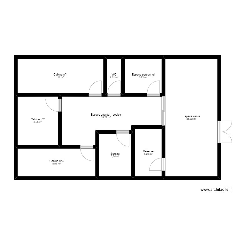 Plan co-inter. Plan de 9 pièces et 87 m2