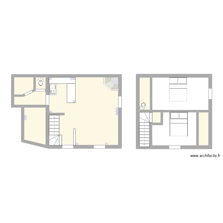 valentiniere. Plan de 7 pièces et 46 m2