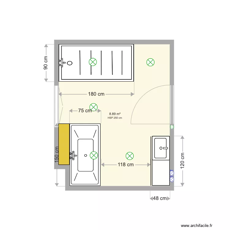 SDB HAUTIER. Plan de 