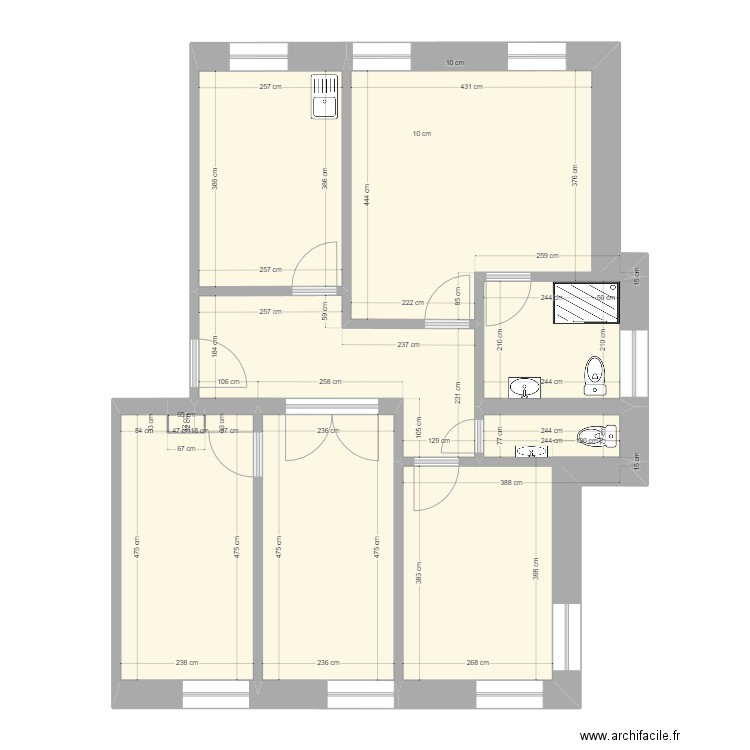 projet lux cotation existant. Plan de 9 pièces et 76 m2