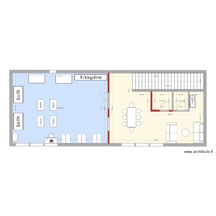 Bureau BAT2. Plan de 4 pièces et 109 m2