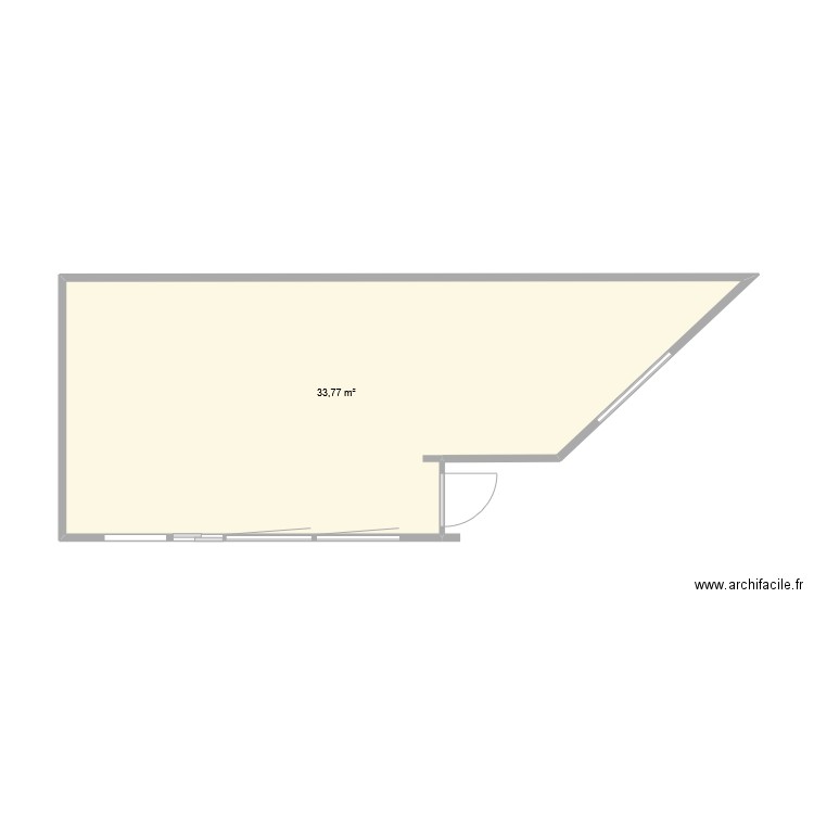 diot. Plan de 1 pièce et 34 m2