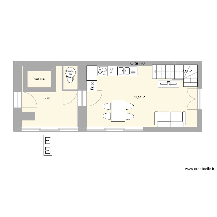 Gite R0 + sauna. Plan de 0 pièce et 0 m2